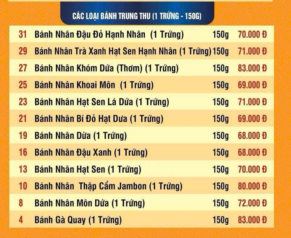 menu bánh trung thu 1 trứng